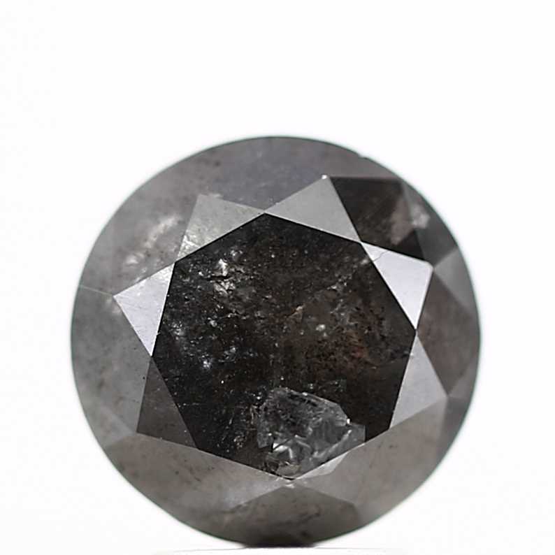 3.72 Carat Salt and Pepper Round Brilliant Cut Natural Loose Diamond